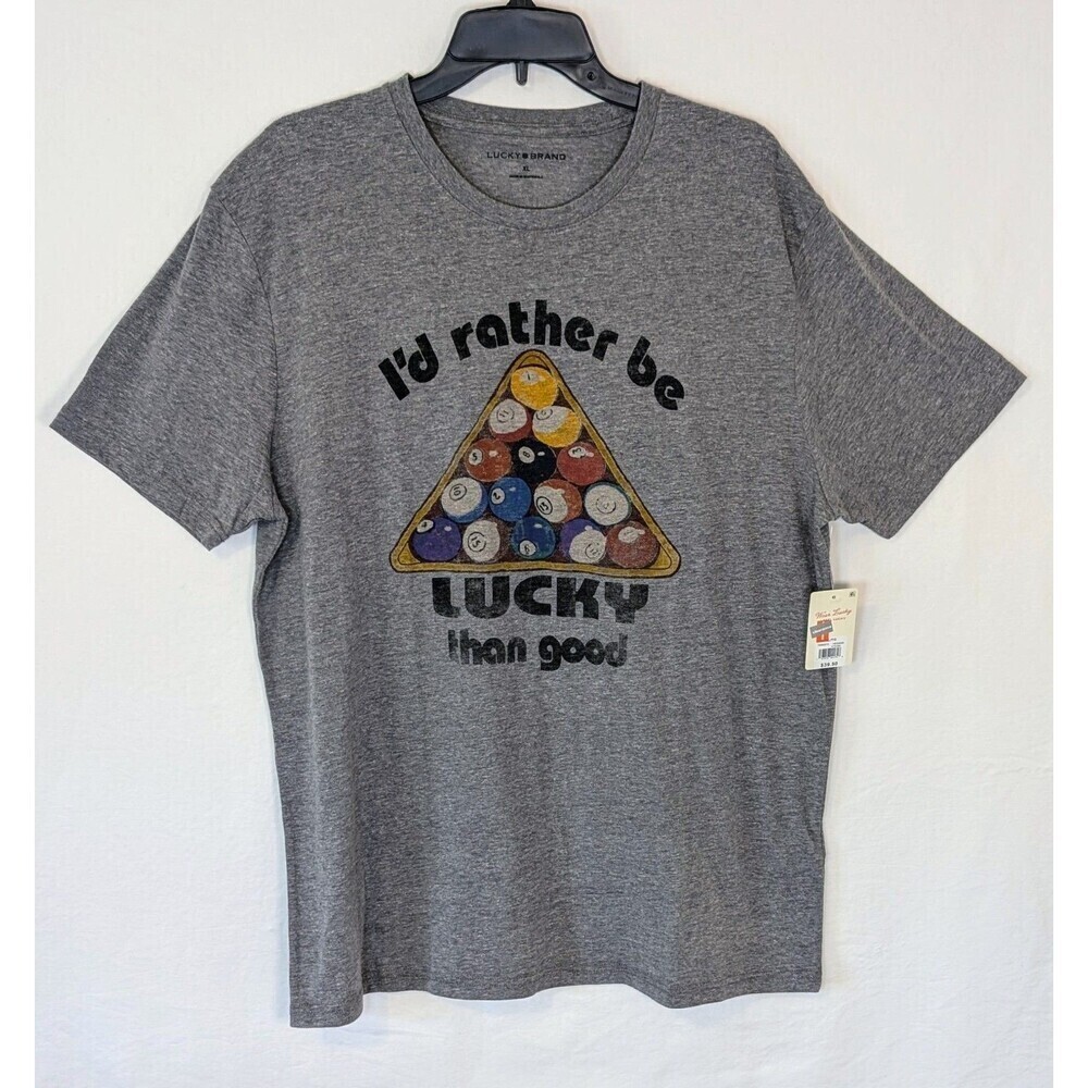Lucky Brand Men's XL Short Sleeve Lucky Billiards T Shirt Gray